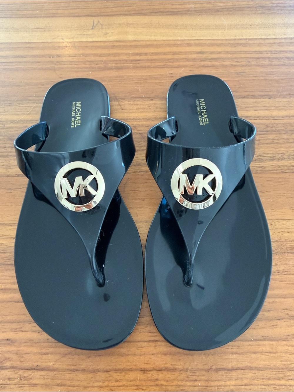 Michael Kors Black Jelly MK Logo Thong Sandals /Size 9M
